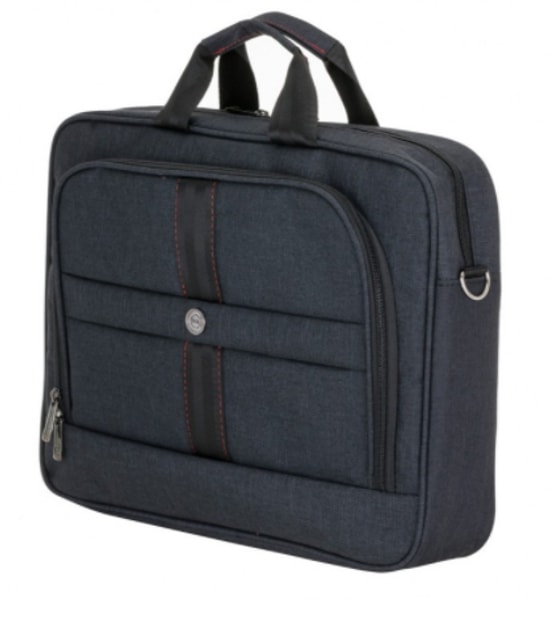 PLM Santori 15.6" Siyah Notebook Çantası (SANTORI-15.6-SIYAH) - 3 Bölmeli, Su Geçirmez, Askılı Laptop El Çantası