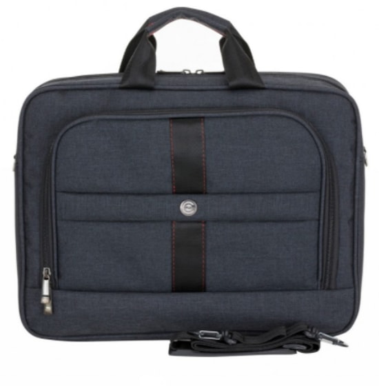 PLM Santori 15.6" Siyah Notebook Çantası (SANTORI-15.6-SIYAH) - 3 Bölmeli, Su Geçirmez, Askılı Laptop El Çantası