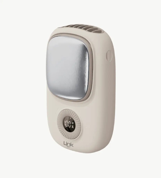 LinkTech FA51 Premium Büyük Boy Buz Kompresli Krem El Fanı - Eller Serbest, Askı İpli, 15.000 RPM, Ayarlanabilir Hız