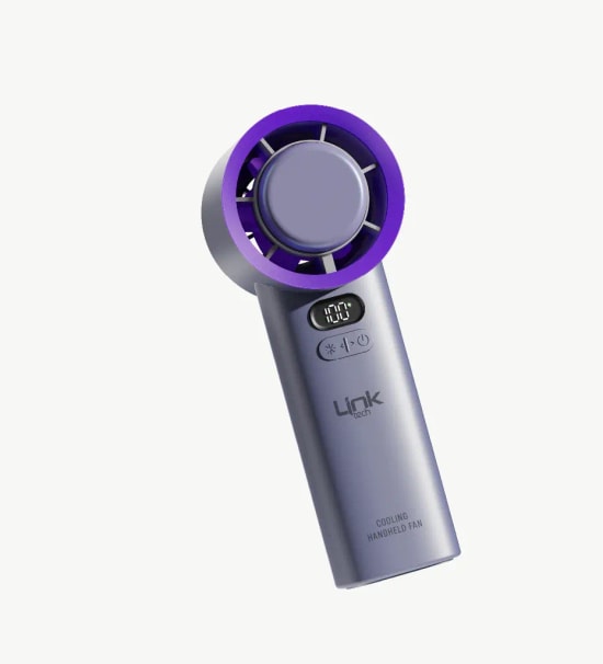 LinkTech FA50 Premium Soğutucu Gri El Tipi Vantilatör - 3600 mAh Batarya, 15.000 RPM, Ayarlanabilir Hız, Type C Şarj