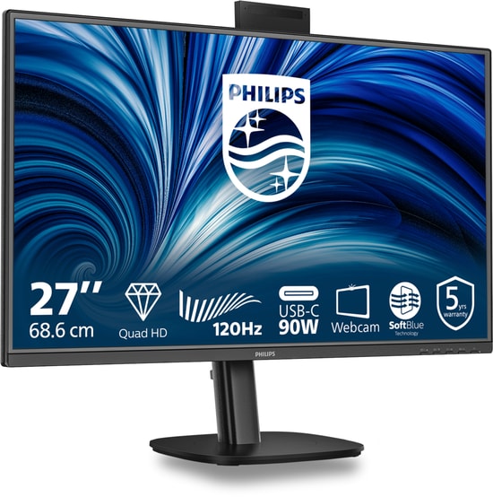 Philips 27B2U3601H/00 27" 2K QHD IPS Monitör - 2560x1440, 120Hz, 4ms, Type-C, Webcam, Hoparlör, 1.07B Renk