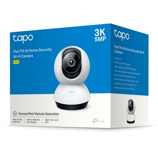 TP-Link Tapo TC74 3K 5MP Pan/Tilt AI Ev Güvenlik Kamerası - 12m IR Gece Görüşü, Çift Yönlü Ses, Wi-Fi, 2880x1620px