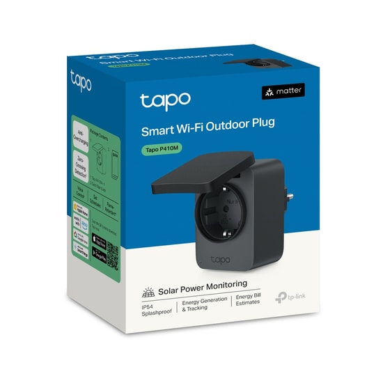 TP-Link Tapo-P410M Akıllı Dış Mekan Wi-Fi Priz - Matter Desteği, Enerji İzleme, IP65, 16A, Zamanlayıcı Özelliği