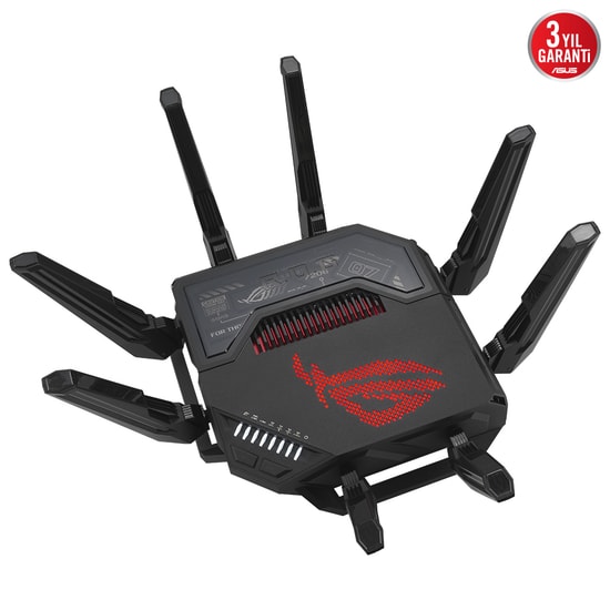 Asus ROG Rapture GT-BE98 Quad-Band WiFi 7 Gaming Access Point Router - BE25000, 8 Anten, AiMesh, ROG RGB, VPN