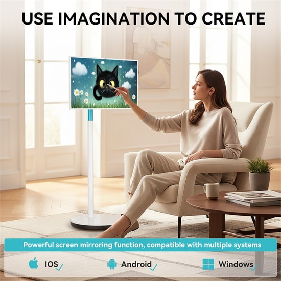 Leaderhub L27M 27" Taşınabilir Dokunmatik Android Monitör - FHD, 8GB RAM, 128GB, Bluetooth 5.2, WiFi 5, Beyaz