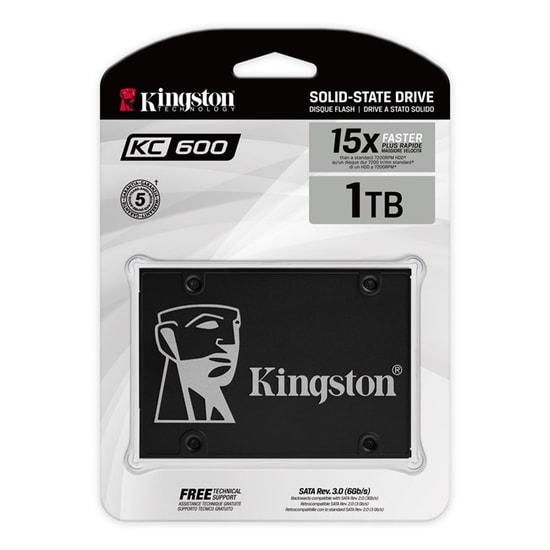 Kingston KC600 1TB 2.5" 3D NAND SSD (SKC600/1024G) - SATA3 6Gb/s, 550/520 MB/s Okuma/Yazma, 7mm, 1GB DDR3 Cache