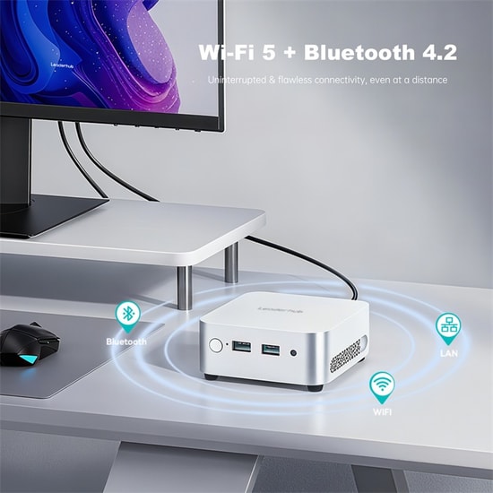 Leaderhub LP1C-Premier Mini PC: Intel N100, 16GB RAM, 512GB SSD, Windows 11 Pro - Gümüş, Kompakt İş İstasyonu