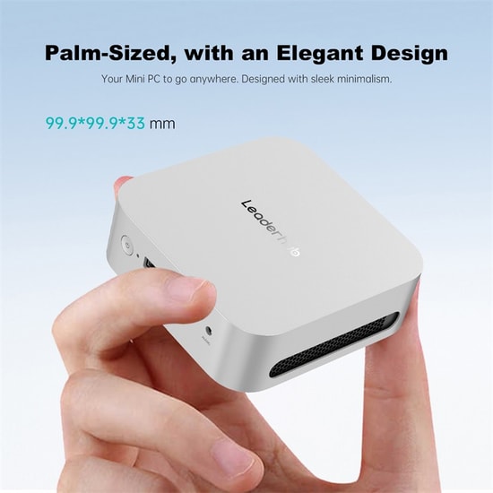 Leaderhub LP1C-Premier Mini PC: Intel N100, 16GB RAM, 512GB SSD, Windows 11 Pro - Gümüş, Kompakt İş İstasyonu