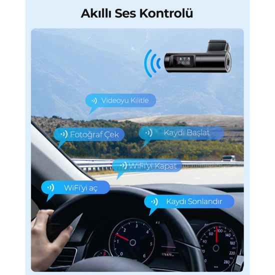 Azdome M330 Siyah Araç Kamerası - 1080P Full HD, WiFi, Gece Görüşü, G-Sensör, 136 Derece Geniş Açı Dahili Mikrofon