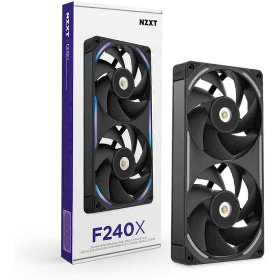 NZXT F240X Siyah 240mm RGB Kasa Fanı (RF-U24PN-B1) - 3100 RPM, 104 CFM, 41 dB, 2x120mm Birleşik Fan, Titreşim Önleyici