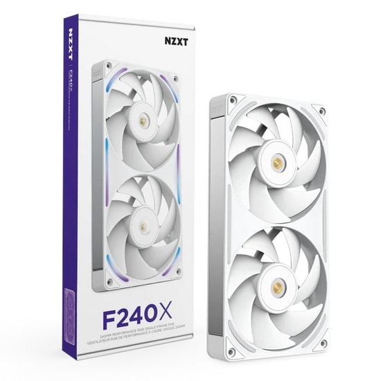 NZXT F240X Beyaz 240mm RGB Kasa Fanı (RF-U24PN-W1) - 3100 RPM, 104 CFM, 41 dB, 2x120mm Birleşik Fan, Anti-Vibration