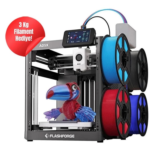 FlashForge Adventurer 5X 3D Yazıcı (ADVENTURER-5X) - 600mm/s Hız, FDM, 220x220x220mm Baskı Alanı, Açık Kasa