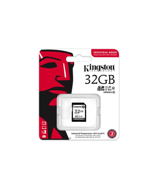 Kingston 32GB Industrial SDHC (SDIT32GB) - 100MB/s Okuma, C10, UHS-I U3, V30, A1, pSLC Endüstriyel Hafıza Kartı
