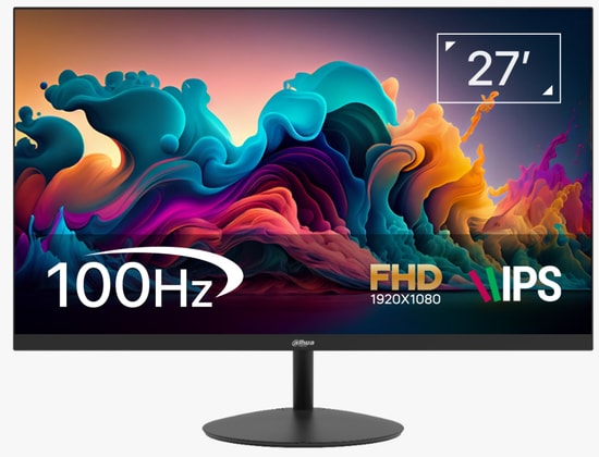 Dahua LM27-A201Y 27" 100Hz 5ms FHD IPS Monitör - 1920x1080, HDMI, VGA, VESA Uyumluluğu, 7/24 Kullanım, Siyah
