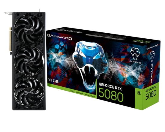 Gainward RTX 5080 Python III 16GB GDDR7 Ekran Kartı (NE75080019T2-GB2035T) - 256 Bit, 2617 MHz, DLSS 4, Üçlü Fan
