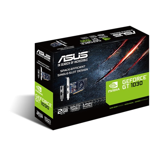 Asus GeForce GT1030-2G-BRK 2GB GDDR5 Ekran Kartı - 64 Bit, Low Profile, HDMI 2.0, DisplayPort 1.4, Pasif Soğutma