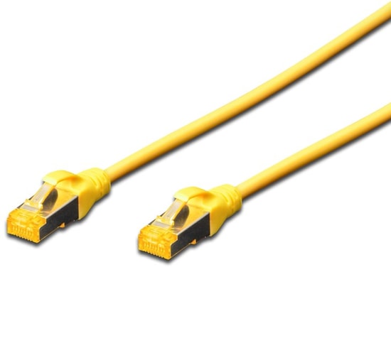 Digitus CAT6A Sarı Zırhlı Patch Kablo (DK-1644-A-0025/Y) - 0.25 Metre, S/FTP, Yangına Dayanıklı, 500MHz, PoE Ready