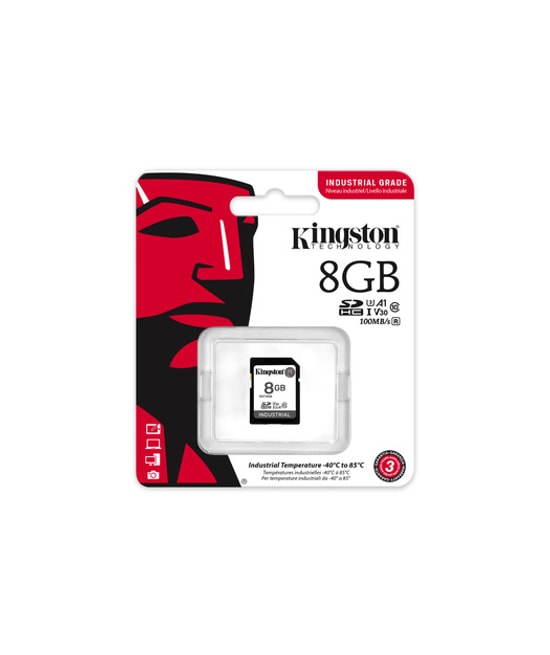 Kingston 8GB Industrial SDHC (SDIT8GB) - 100MB/s Okuma, C10, UHS-I U3, V30, A1, pSLC Endüstriyel Hafıza Kartı