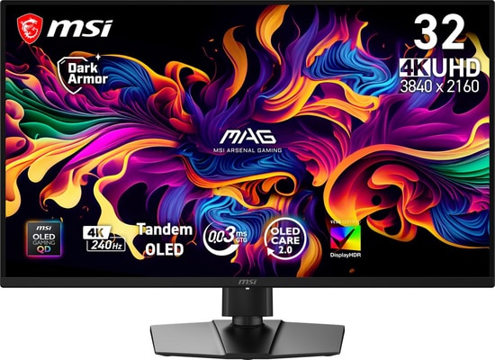 MSI MAG 321UP QD-OLED X24 31.5" 4K 240Hz 0.03ms Pivot Oyuncu Monitörü - UHD, FreeSync Premium Pro, Type-C