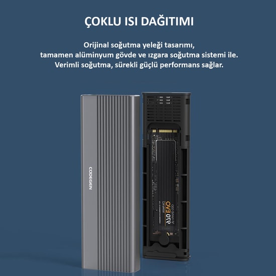 Codegen CDG-SSD-40BC Type-C USB 3.1 M.2 NVMe SSD Alüminyum Disk Kutusu - 10Gbps, M-Key / B+M Key Uyumlu Kasa