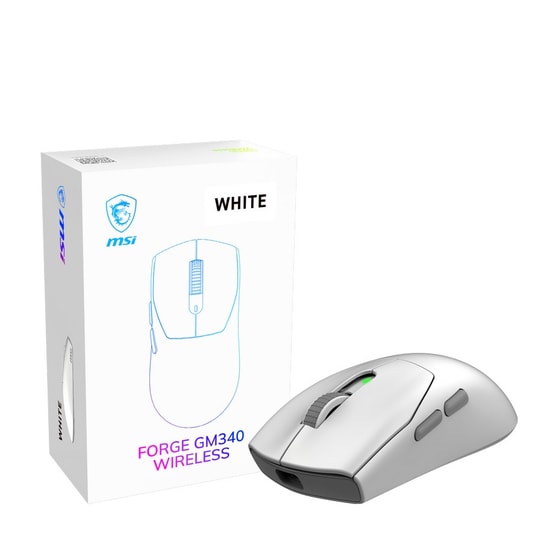 MSI Forge GM340 W White Kablosuz Beyaz Oyuncu Mouse - 12000 DPI, 57g Ultra Hafif, Optik Sensör, WiFi Bağlantı