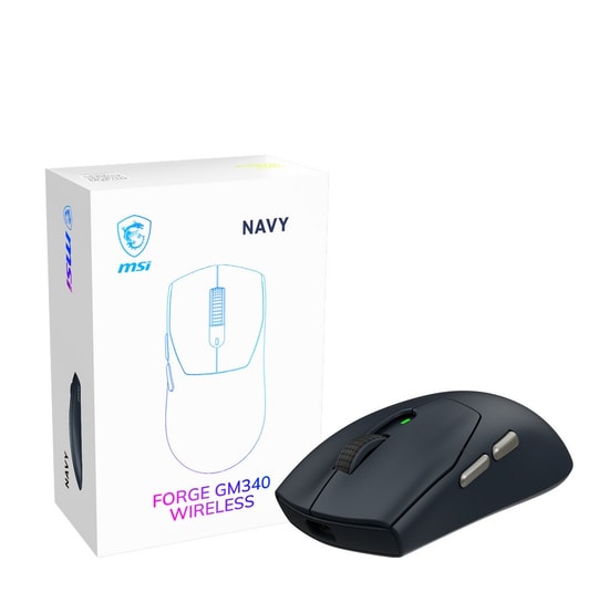 MSI Forge GM340 W Navy Kablosuz Oyuncu Mouse - 12000 DPI, 57g Ultra Hafif, Optik Sensör, WiFi, Lacivert Renk