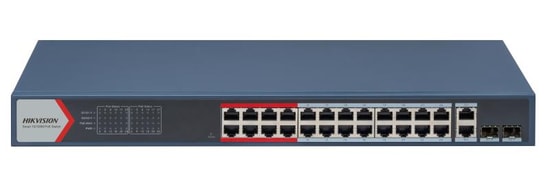 Hikvision DS-3E1326P-EI(B) 24 Port Yönetilebilir PoE Switch - 2x Gigabit Combo, 370W, 300 Metre, Rackmount