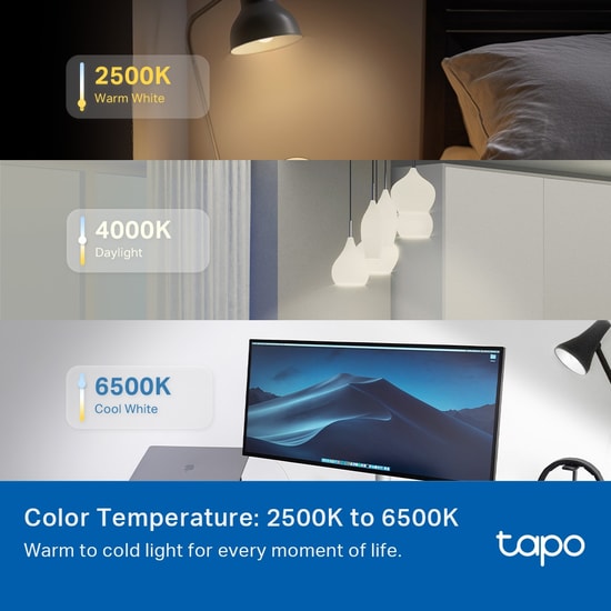 TP-Link Tapo L430P Çok Renkli Akıllı P45 Ampul - Wi-Fi, 16 Milyon Renk, Biyoritim, Enerji İzleme, Sesli Komut Desteği