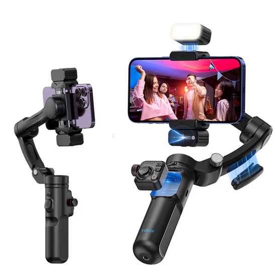 Nettech Tokqı M03 Siyah Telefon Gimbal Telefon Sabitleyici (NT-119002) - AI Takip Özelliği, 360 Derece Dönüş