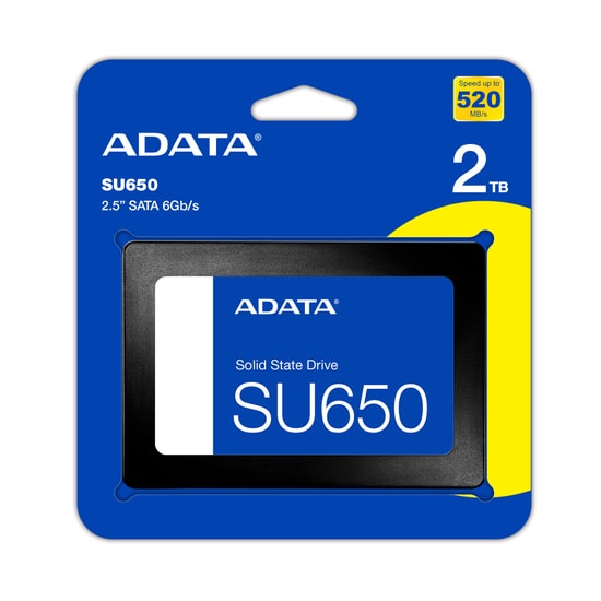Adata SU650 2TB 2.5 SSD (ASU650SS-2TT-R) - 520MB/s Okuma, 450MB/s Yazma, SATA 3, 3D NAND Flash Dahili SSD Disk