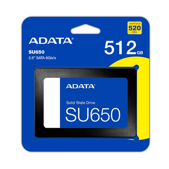 Adata SU650 512GB 2.5 SSD (ASU650SS-512GT-R) - 520MB/s Okuma, 450MB/s Yazma, SATA 3, 3D NAND Flash Dahili Disk