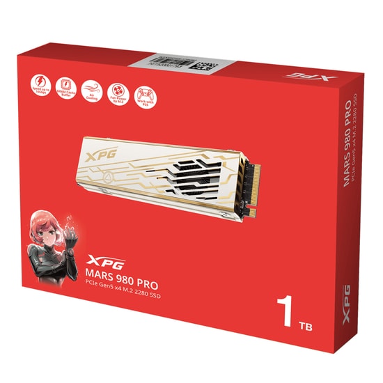 XPG Mars 980 Pro 1TB Soğutuculu NVMe M.2 SSD (SMAR-980P-1TCI) - PCIe Gen5 x4, 14000/10000 MB/s, 2280 Form Faktör