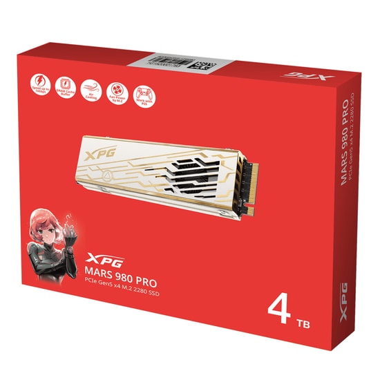 XPG Mars 980 Pro 4TB Soğutuculu NVMe M.2 SSD (SMAR-980P-4TCI) - PCIe Gen5 x4, 14000/13000 MB/s, 2280 Form Faktör