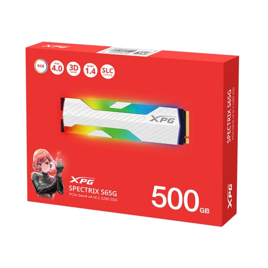 XPG Spectrix S65G 500GB NVMe M.2 SSD (SSPECTRIXS65G-500G-CI) - 5000/2700 MB/s, PCIe Gen4, 2280 RGB SSD Disk