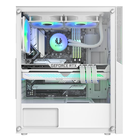 BitFenix C20 Beyaz 650W Bilgisayar Kasası (BFC-C20W60WWGKK-4F) - 4x120mm FRGB Fan, Temperli Cam, Mesh Panel, ATX