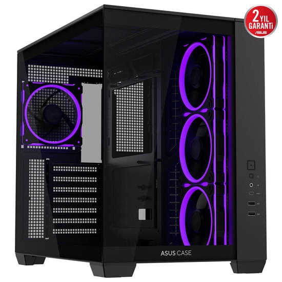 Asus A32 Plus A32-PLUS-TG-ARGB-BLACK Siyah ATX Mid-Tower Oyuncu Kasası - 4x ARGB Fan, USB 3.2, Temperli Cam Panel