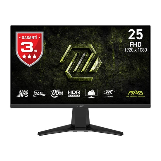 MSI MAG 255F X24 24.5" 240Hz 0.5ms Rapid IPS Gaming Monitör - 1920x1080 FHD, Adaptive-Sync, HDMI, DisplayPort