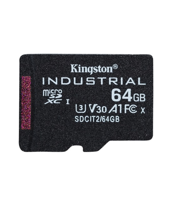 Kingston 64GB Industrial microSDXC (SDCIT2/64GB) - 100MB/s, pSLC, C10, UHS-I U3, V30, A1 Endüstriyel Hafıza Kartı