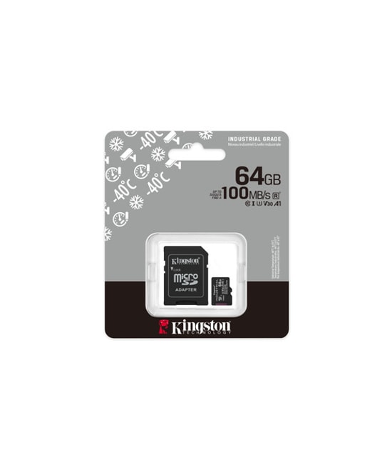 Kingston 64GB Industrial microSDXC (SDCIT2/64GB) - 100MB/s, pSLC, C10, UHS-I U3, V30, A1 Endüstriyel Hafıza Kartı