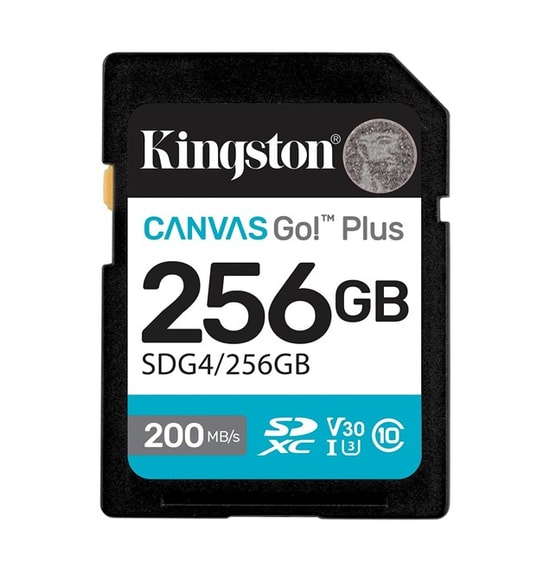 Kingston 256GB Canvas Go Plus SDXC (SDG4/256GB) - 200MB/s Okuma, 160MB/s Yazma, C10, UHS-I, U3, V30, 4K Video Kart