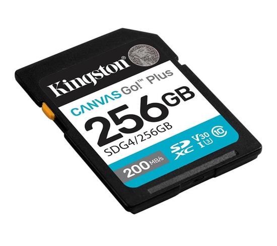 Kingston 256GB Canvas Go Plus SDXC (SDG4/256GB) - 200MB/s Okuma, 160MB/s Yazma, C10, UHS-I, U3, V30, 4K Video Kart
