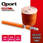 Qport Q-CATO2R CAT6 500 Metre Turuncu Outdoor Ağ Kablosu - 23AWG UTP, 0.58mm Makaralı, Dış Ortam Network Kablosu