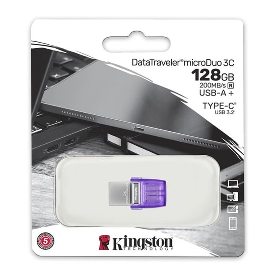 Kingston DataTraveler MicroDuo 3C 128GB USB 3.2 Gen 1 Flash Bellek (DTDUO3CG3/128GB) - 200MB/s Hız, Type-A & Type-C
