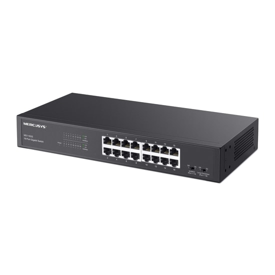 Mercusys MS116GS 16 Port 10/100/1000Mbps Gigabit Switch - 1U 13 inç Rackmount Çelik Kasa, Fansız Sessiz Tasarım