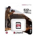 Kingston 512GB Canvas React Plus SDXC (SDR2V6/512GB) - 280MB/s Okuma, 150MB/s Yazma, UHS-II, U3, V60 Hafıza Kartı