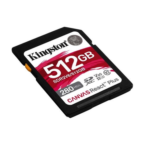 Kingston 512GB Canvas React Plus SDXC (SDR2V6/512GB) - 280MB/s Okuma, 150MB/s Yazma, UHS-II, U3, V60 Hafıza Kartı