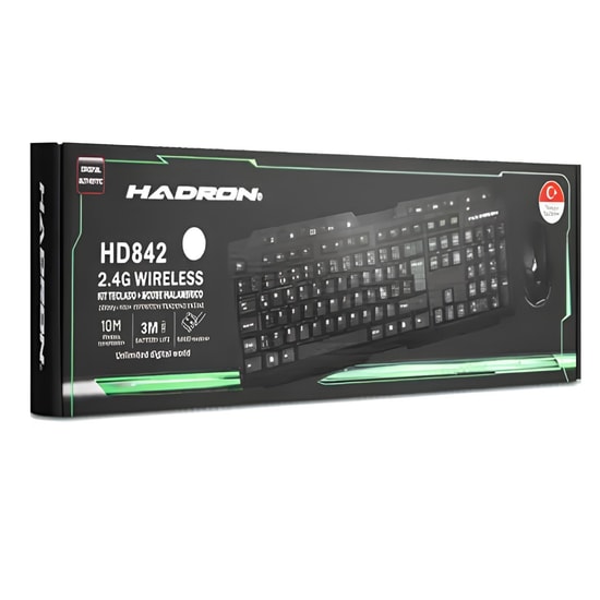 Hadron HD842 Kablosuz Klavye Mouse Seti - Siyah, 2.4GHz Wireless, Türkçe Q, 1000 DPI Optik, Multimedya Tuşlu