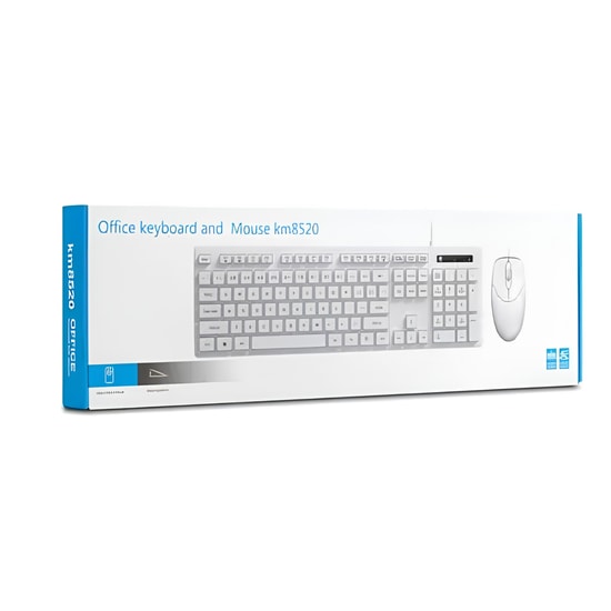 Hadron KM-8520 Beyaz Kablolu Ofis Klavye Mouse Seti - Türkçe Q, USB Bağlantı, Optik Sensör, Multimedya Tuşlu