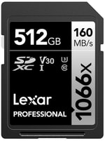 Lexar 512GB SD Professional 1066x Silver SDXC UHS-I Kart Bellek LSD1066512G-BNNNG - 160MB/s Read, 120MB/s Write