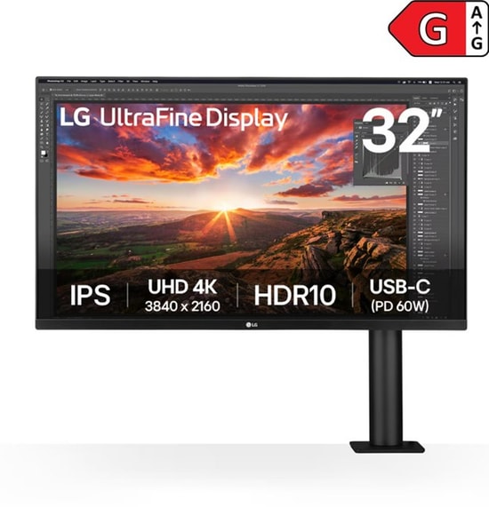 LG 32UN880K-B 31.5" 4K UHD Ergo Stand IPS Monitör - 3840x2160, 5ms, 60Hz, HDR10, USB-C, Pivot, Yükseklik Ayarı
